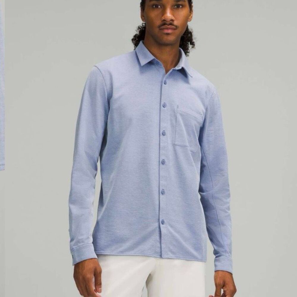 Lululemon Commission Long Sleeve Shirt Blue Size L Stretch Wrinkle Free